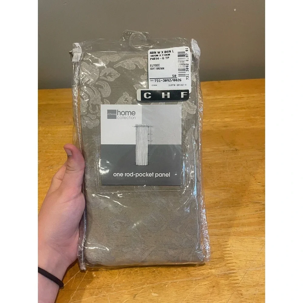 JCPenney Home Eylsee Brown One Rod Pocket‎ Panel Curtains 40 X 84